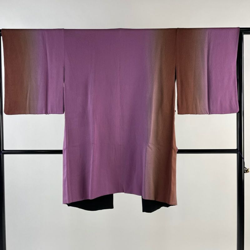 道中着 身丈92.5cm 裄丈64cm M 和装コート 地紋 ぼかし 紫 正絹 美品 