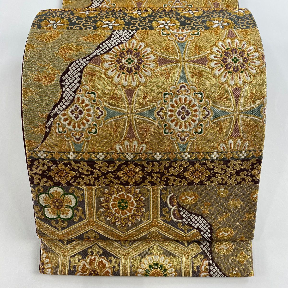 豪華 袋帯 蜀甲華紋 金糸 箱付き 六通 正絹 着物 RO-1874 - メルカリ