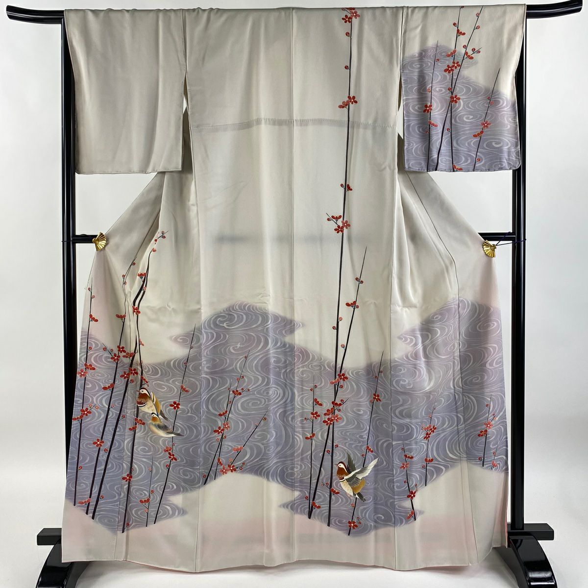 袋帯 美品 秀品 鴛鴦 桜 唐織 箔 茶緑色 六通 正絹｜中古・古着