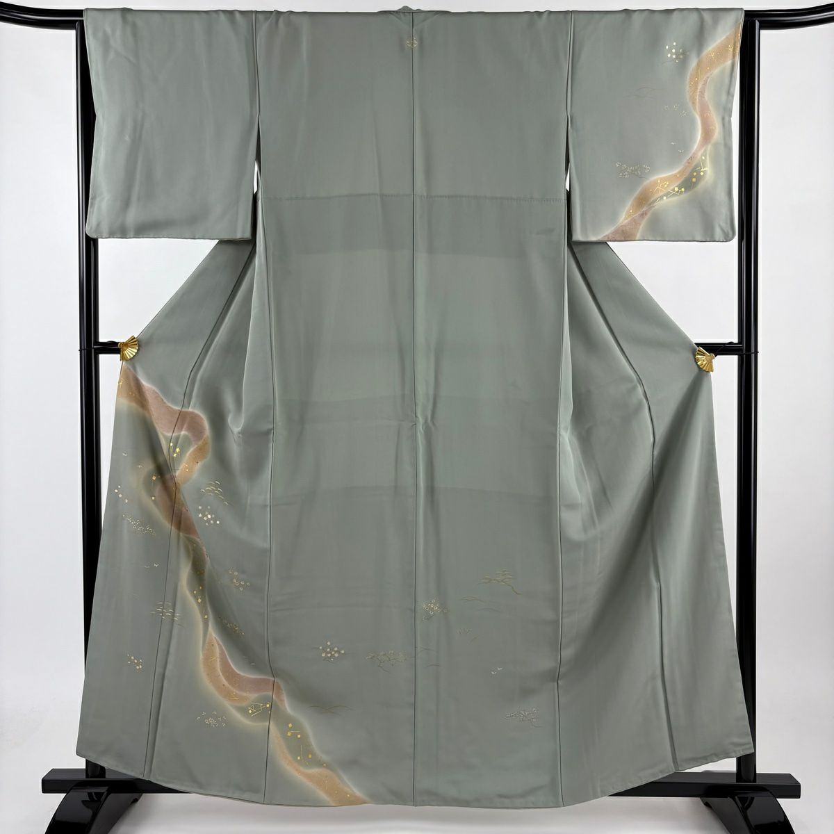 美品】 付下げ 身丈161cm 裄丈63.5cm S 袷 鳥 華文 刺繍 ぼかし 茶緑色