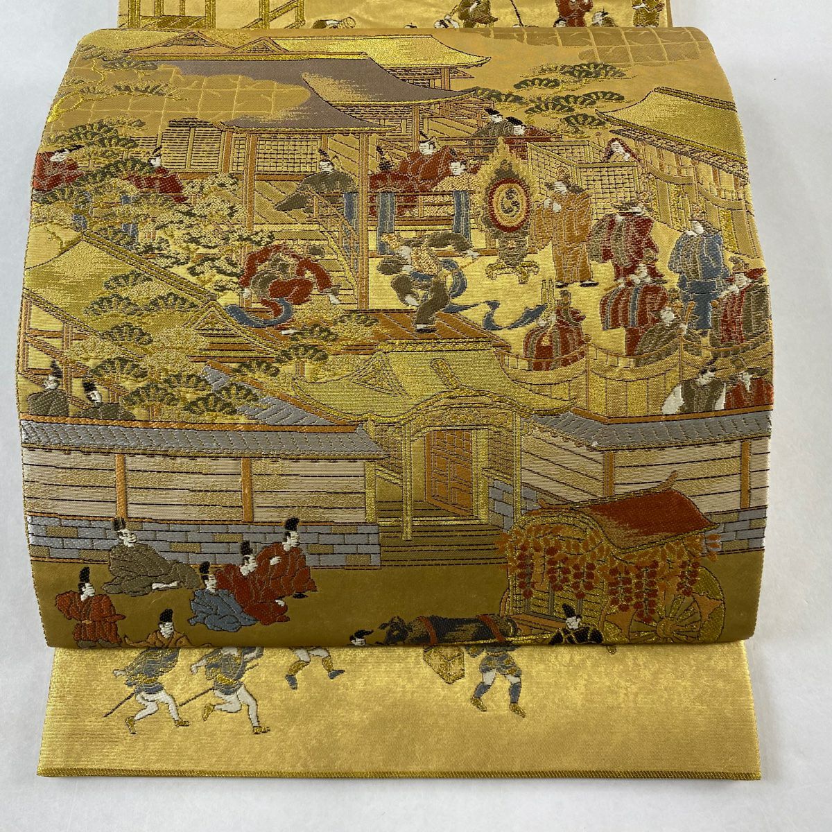 袋帯 秀品 建物 樹木 金糸 箔 金色 六通 正絹|中古・古着 袋帯 秀品 建物 樹木 金糸 箔 金色 六通 正絹|中古・古着