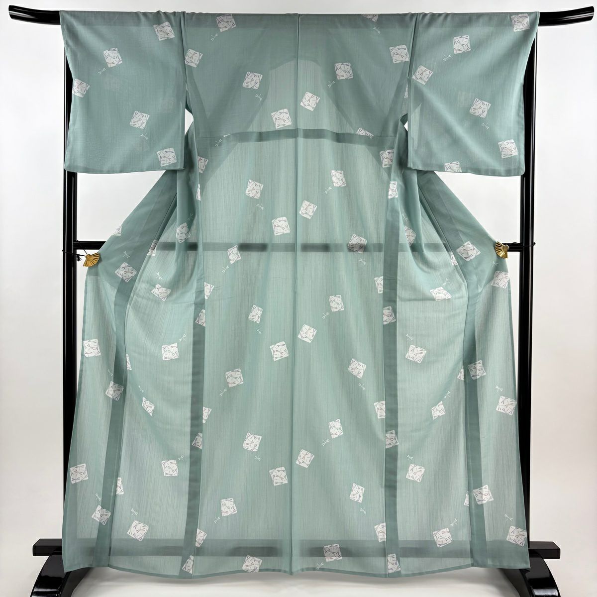 小紋 身丈163cm 裄丈66.5cm M 薄物 絽 洗える着物 源氏香 朝顔 濃紺