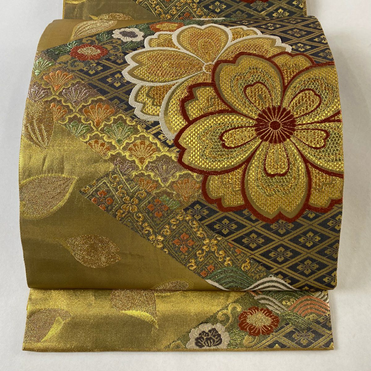 袋帯 名品 桜 花丸文 金糸 箔 金色 六通 正絹｜中古・古着