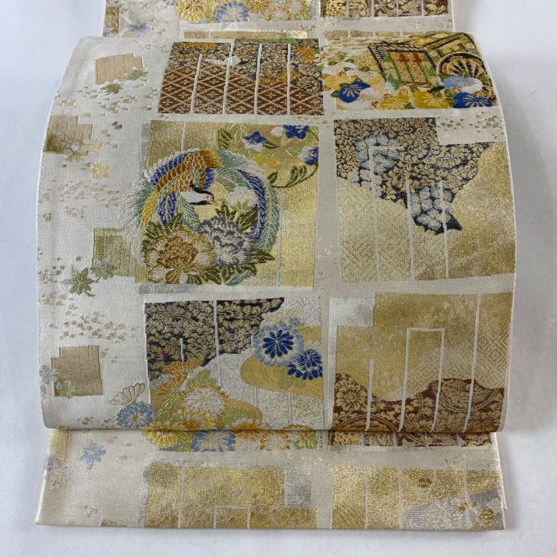 30%OFF 袋帯 美品 秀品 献上源氏香文 金銀糸 箔 ベージュ 六通