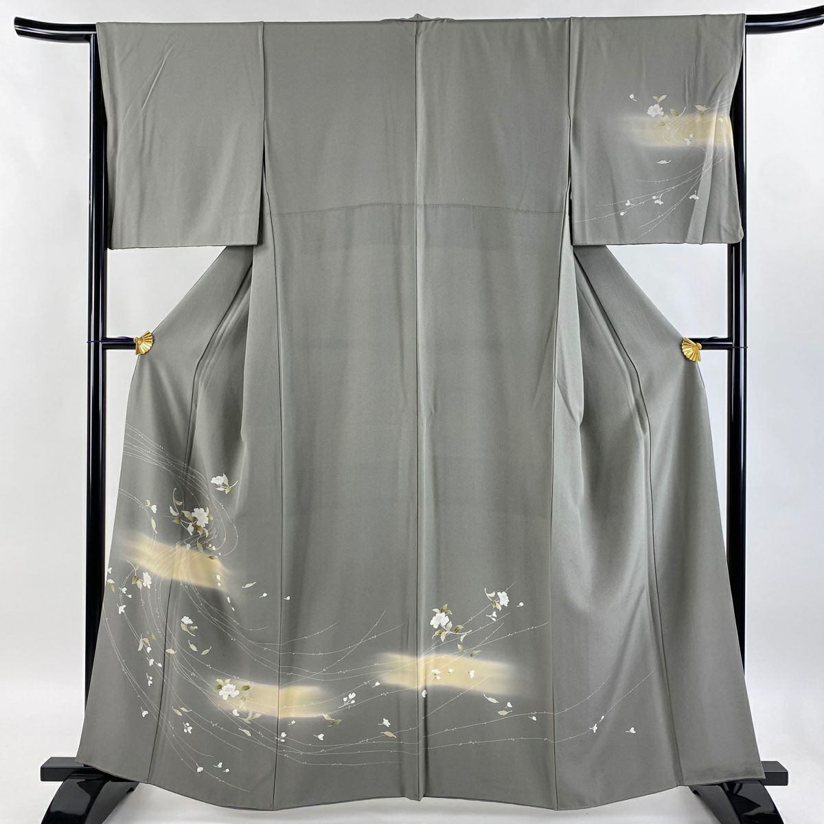 訪問着 身丈151.5cm 裄丈64cm M 袷 菊 鳥 金彩 ぼかし ピンク 正絹 秀