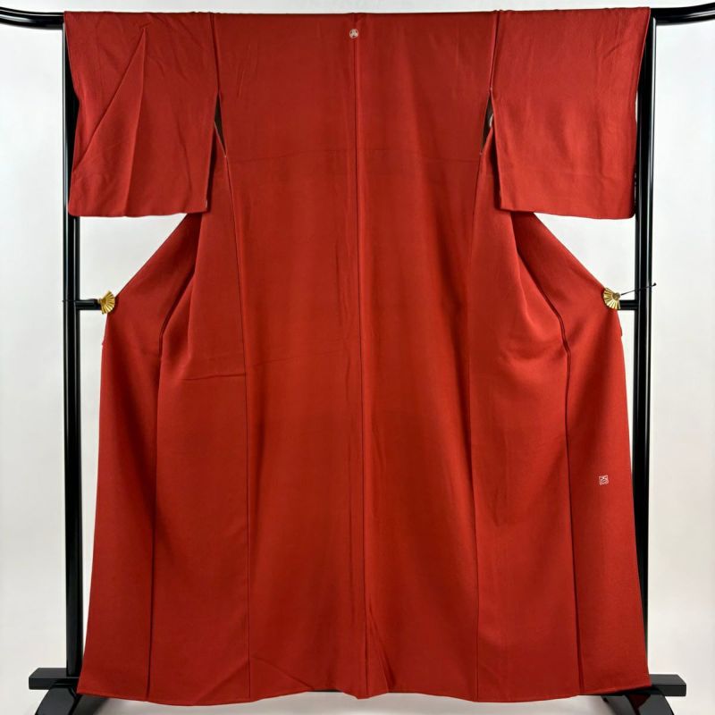 未着用★しつけ付き★江戸小紋　袷　傘　朱色系赤　身丈１６８　裄６４ 正絹 未着用しつけ付き江戸小紋 袷 傘 朱色系赤 身丈168 裄64 正絹