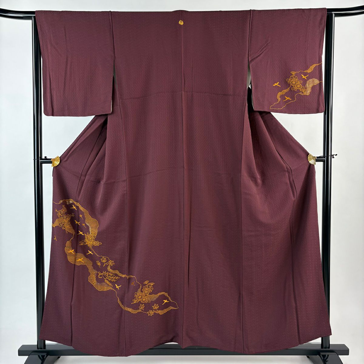 付下げ 身丈158.5cm 裄丈64cm M 袷 やまと 雪輪 向かい鳥 金糸 刺繍