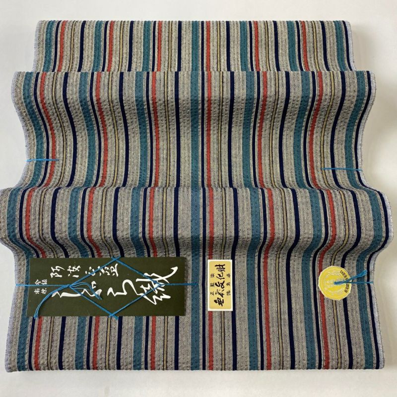 阿波正藍しじら織/紺地に藍縞絣（単仕立て付き） – MENYA FABRIC