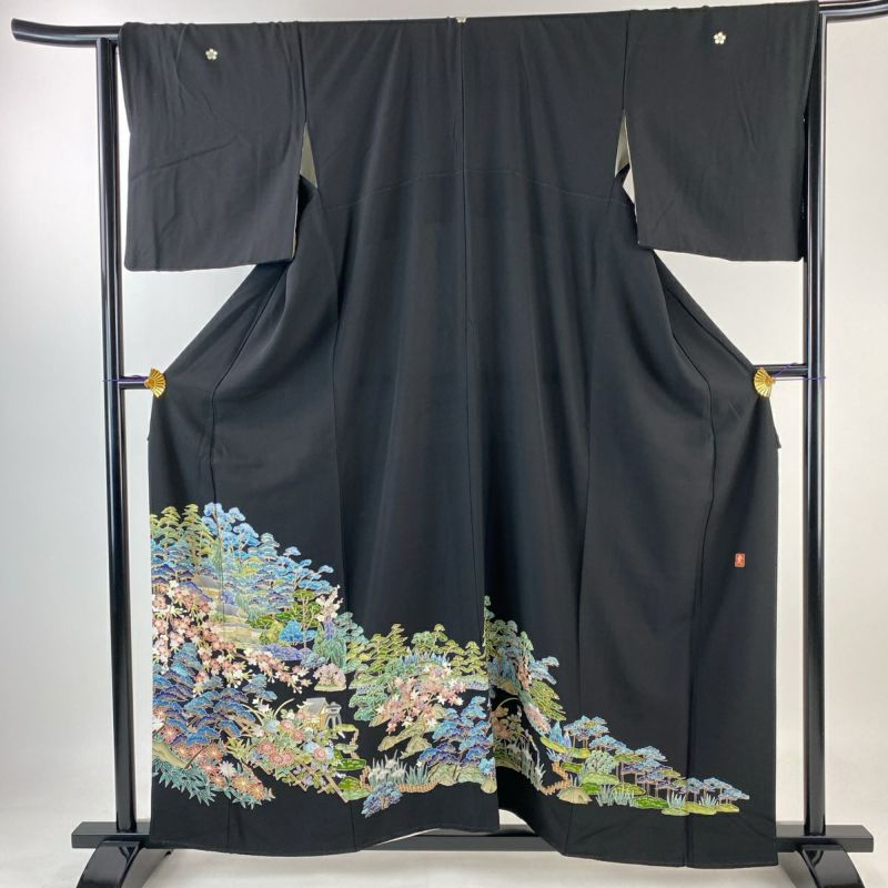 黒留袖 身丈158cm 裄丈65.5cm M 袷 落款あり 松竹梅 建物 黒 正絹 優品｜中古・古着・リサイクル着物通販｜バイセル オンライン