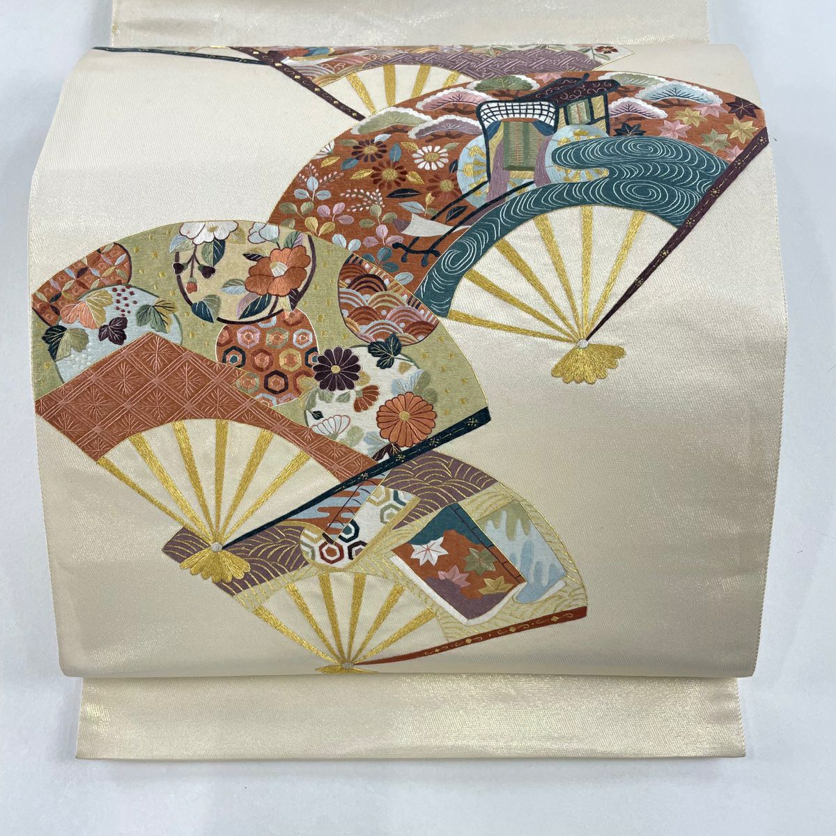 刺繍 名古屋帯 正絹 金駒刺繍 刺繍花 九寸 U-6404 - メルカリ