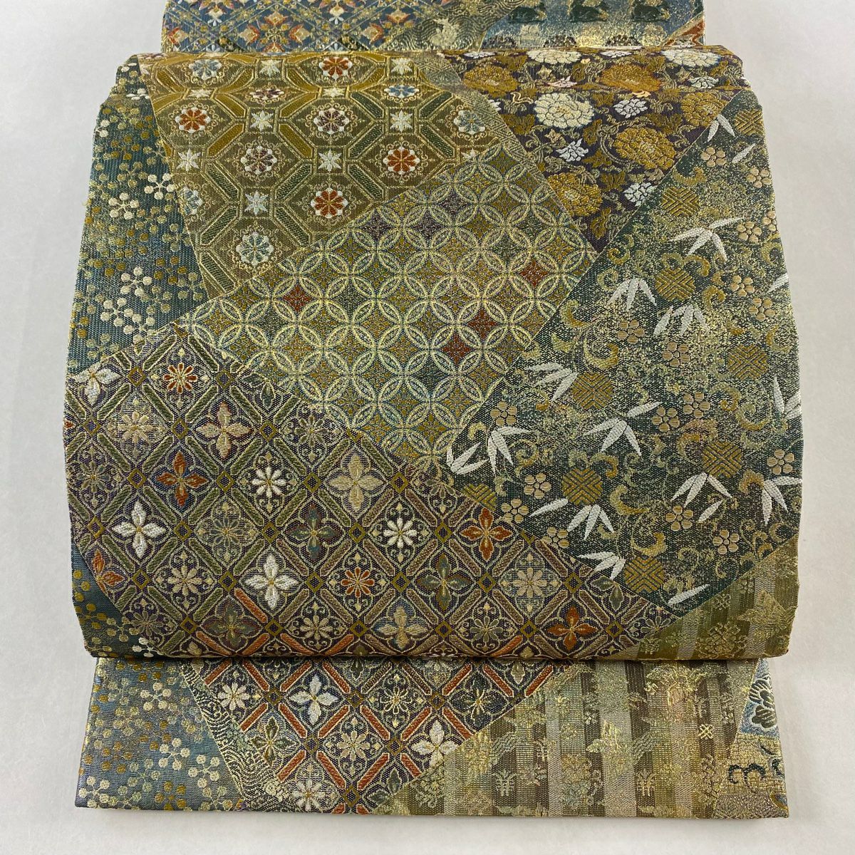 丸帯 美品 逸品 琳派大全集 草花 鳥 金糸 悪 箔 金色 全通 正絹 【 丸帯 美品 逸品 琳派大全集 草花 鳥 金糸 悪 箔 金色 全通 正絹 【