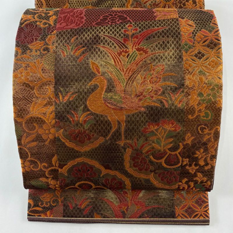 袋帯 美品 秀品 引箔 波頭 金銀糸 刺繍 紺色 六通 正絹 【中古
