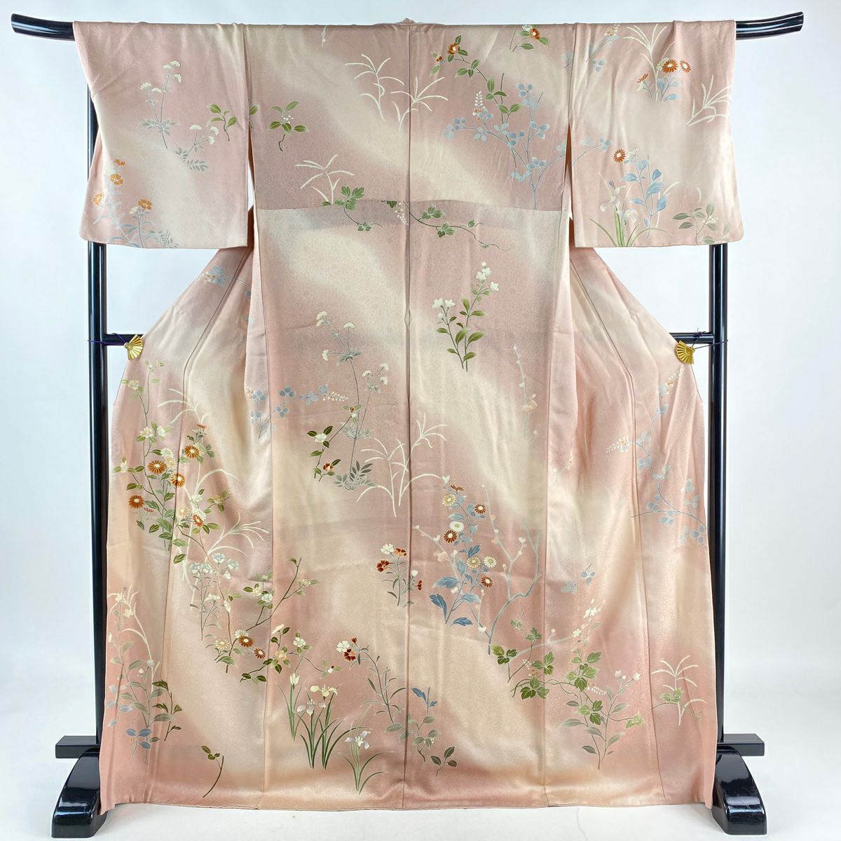 訪問着 身丈170cm 裄丈71cm L 袷 菊 花筏 金糸 金彩 ピンク 正絹 秀品｜中古・古着・リサイクル着物通販｜バイセル オンライン