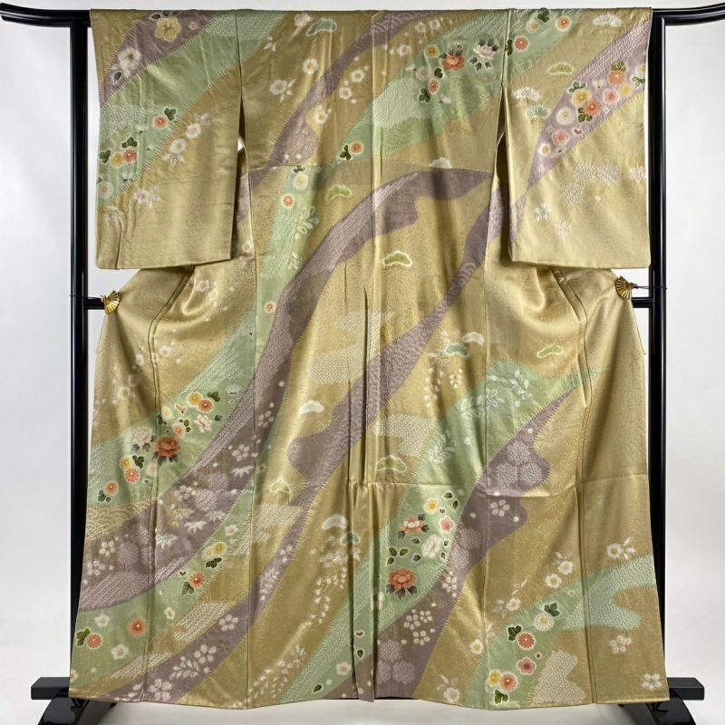 人気新品入荷 SK-066 新しいコレクション 色留袖 華唐草 扇子 正絹 袷 広衿 着物・浴衣
