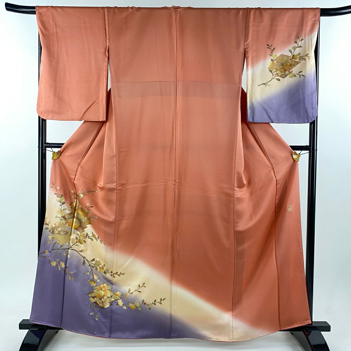 【美品】色留袖・長襦袢セット 肩身丈 約 157cm 裄 約 66cm 正絹 色留袖 身丈157cm 裄丈66cm M 袷 和田光正 落款あり 破れ色紙 波