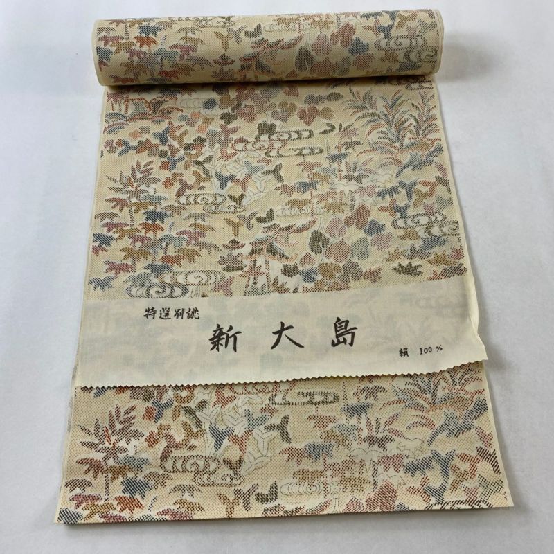 反物 秀品 小紋 紬地 草花 観世水 ベージュ 正絹|中古・古着・リサイクル着物通販|バイセル オンライン