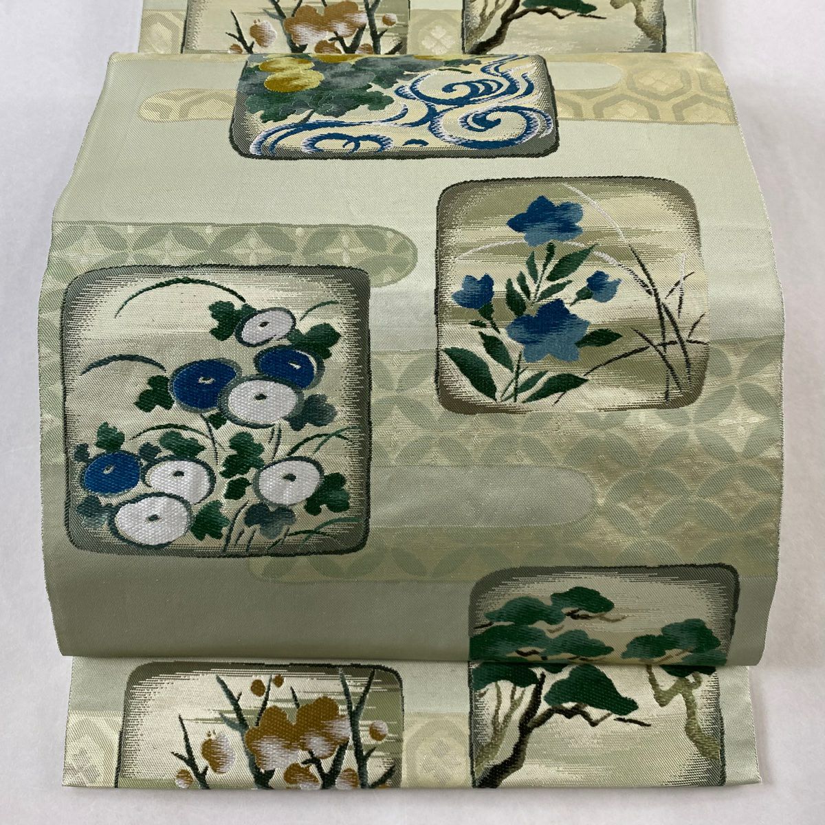 平和屋着物＊夏物 六通柄袋帯 枝花文 金糸 正絹 逸品 AAAU0520pf
