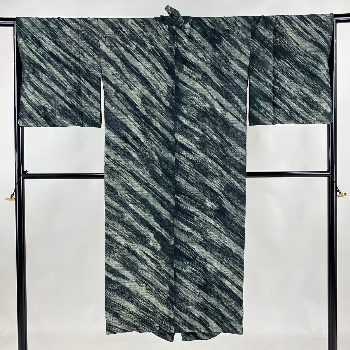 道中着 身丈96.5cm 裄丈68cm L 和装コート 霞 ぼかし 灰色 正絹 美品  