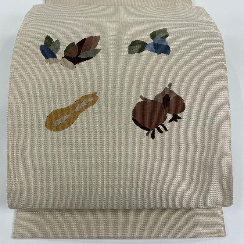 名古屋帯 美品 秀品 松葉仕立て 八寸名古屋帯 紬地 生り物