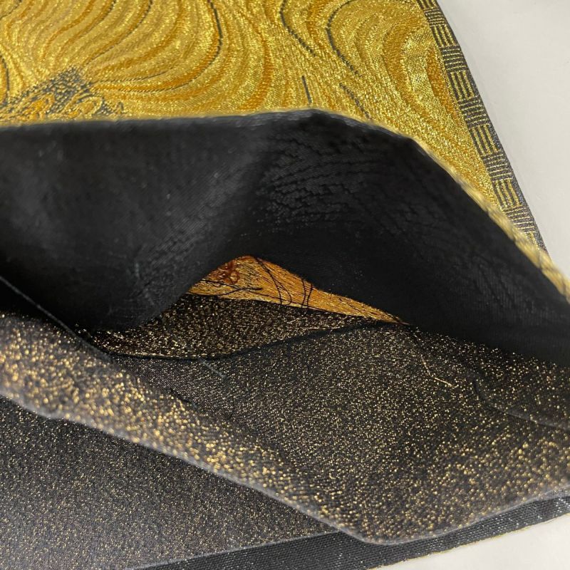 袋帯 爽映百景 美しい織出し 六通 正絹 着物 RO-2751 袋帯 美品 秀品 四季粋花錦 ヱ霞 金銀糸 箔 銀色 六通 正絹