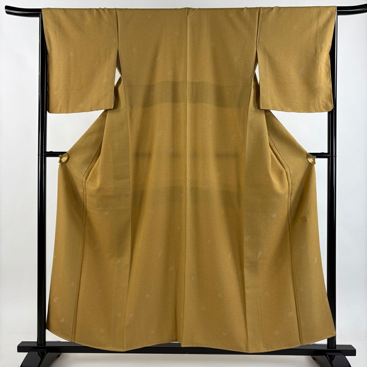 美品】 小紋 身丈157cm 裄丈64cm M 袷 麻の葉 立涌 総絞り 濃紫 正絹