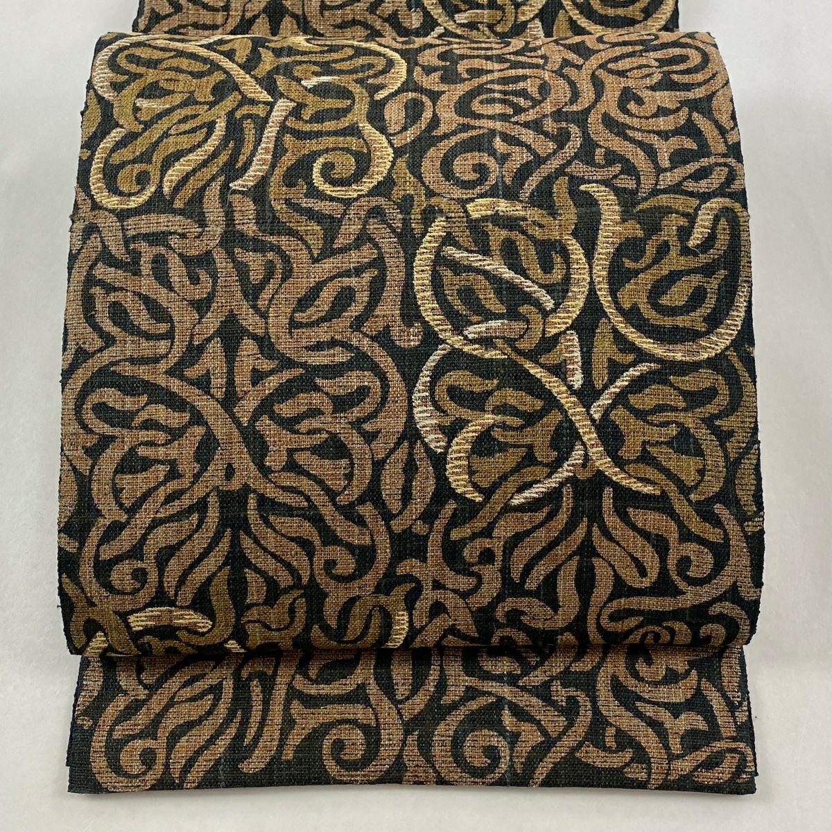 美品】 名古屋帯 秀品 幾何学 墨色 正絹｜中古・古着・リサイクル着物