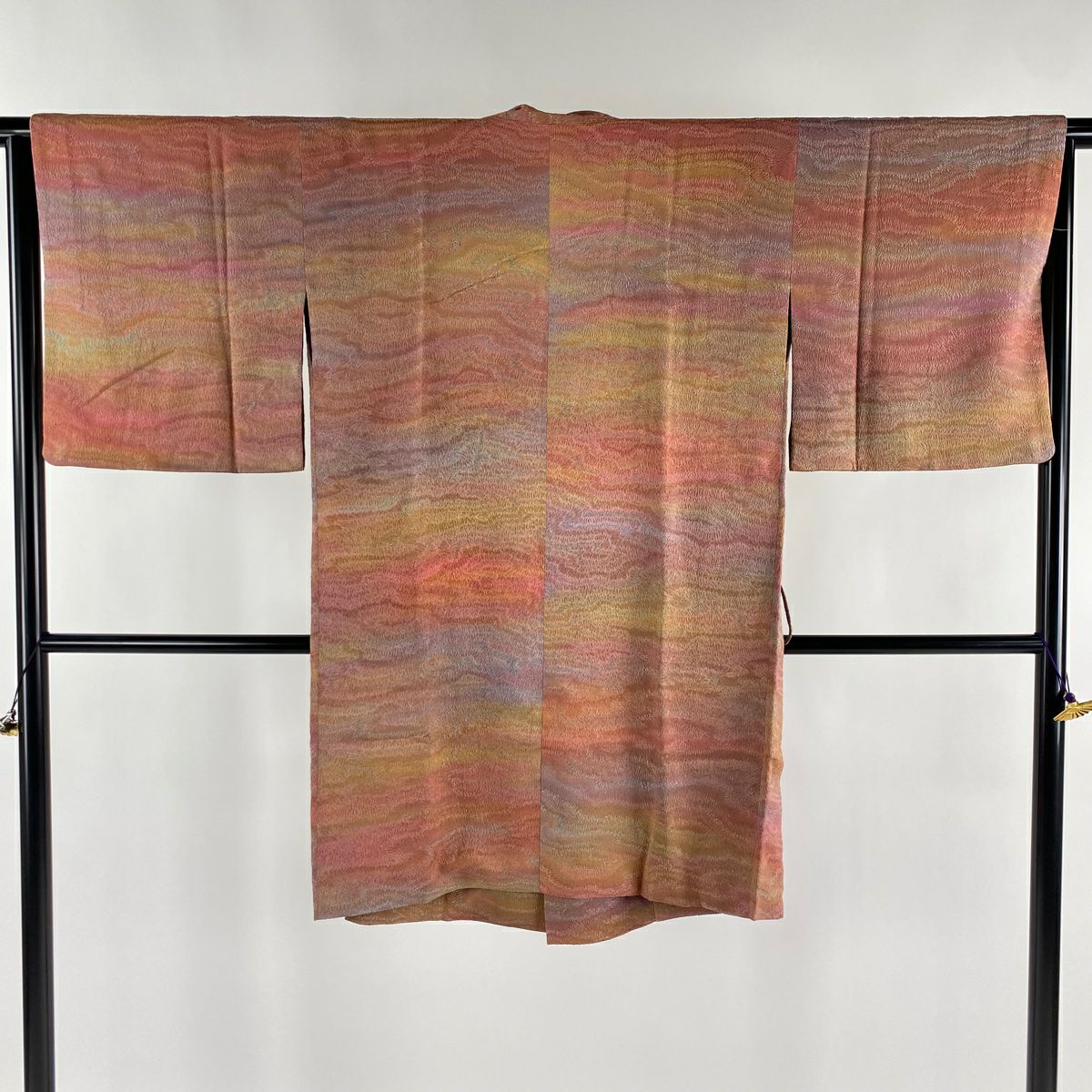 道中着 身丈100cm 裄丈63cm S 和装コート 霞 ぼかし 茜色 正絹 美品  