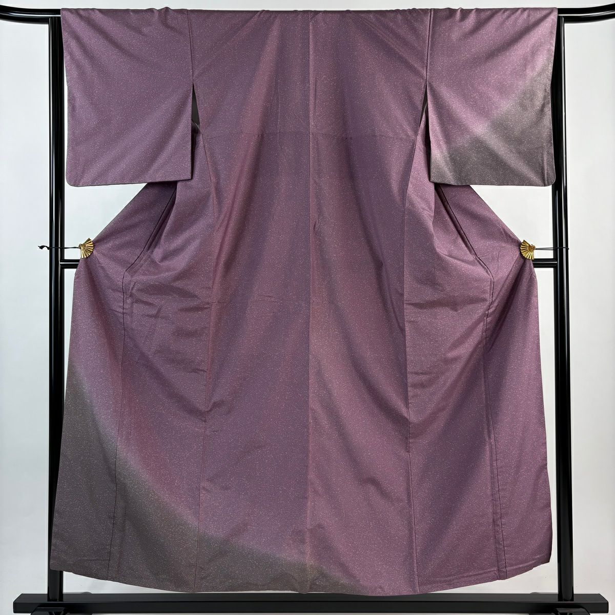 付下げ 身丈172cm 裄丈69.5cm L 袷 紬地 波 絞り 濃紫 正絹 秀品｜中古