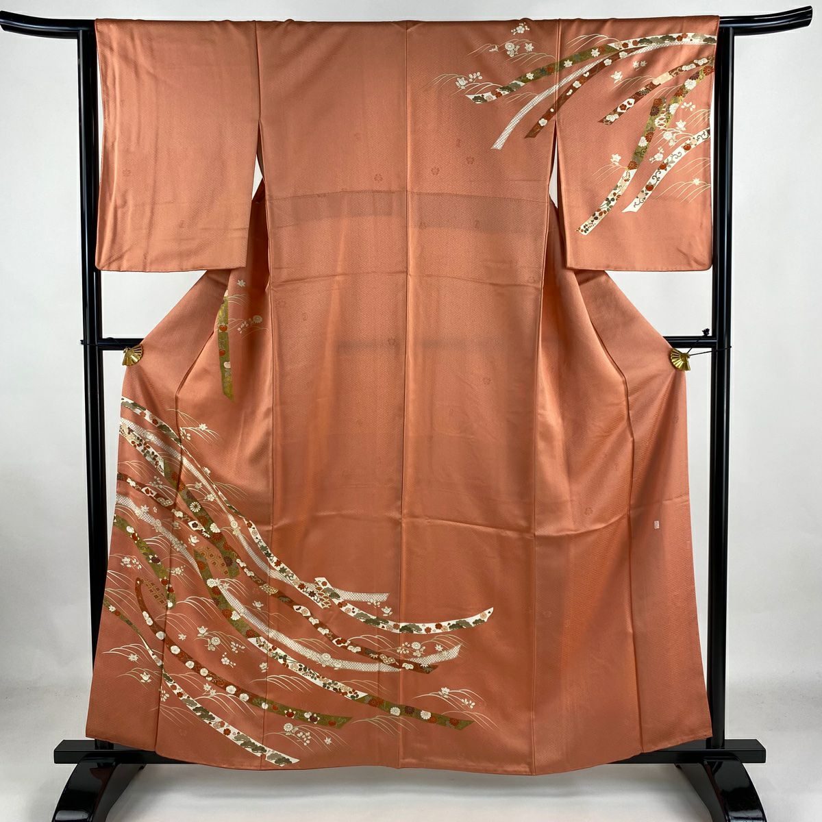 競ナビ】訪問着 美品 名品 落款 吾妻徳穂 花籠 波 金彩 染分け