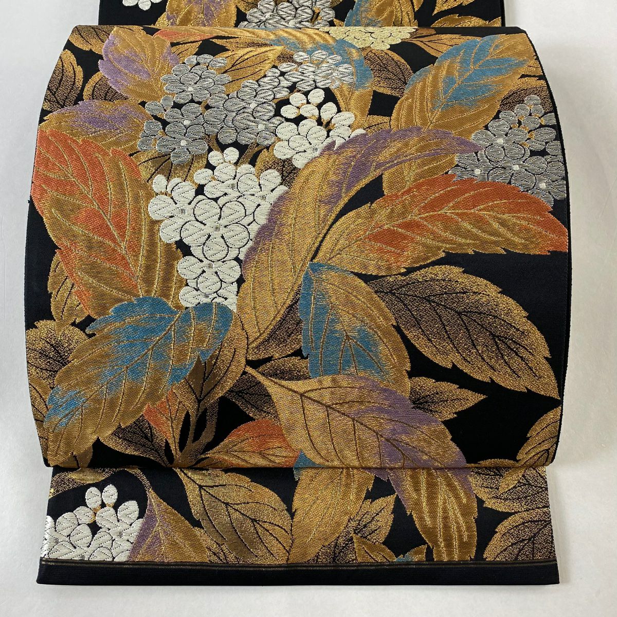 店内商品がすべてレジにて半額！！ 秋草 夏帯 秀品 美品 袋帯 ヱ霞 正絹｜中古 六通 白 箔 銀糸 着物・浴衣