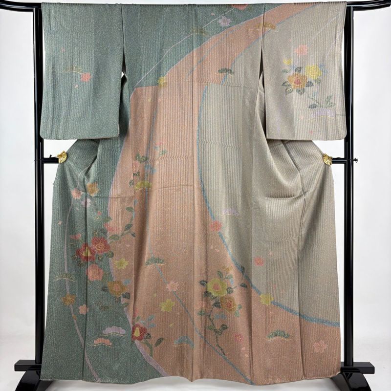 レンタル】 袴 18点セット くすみピンクに舞う桜と牡丹 正絹振袖
