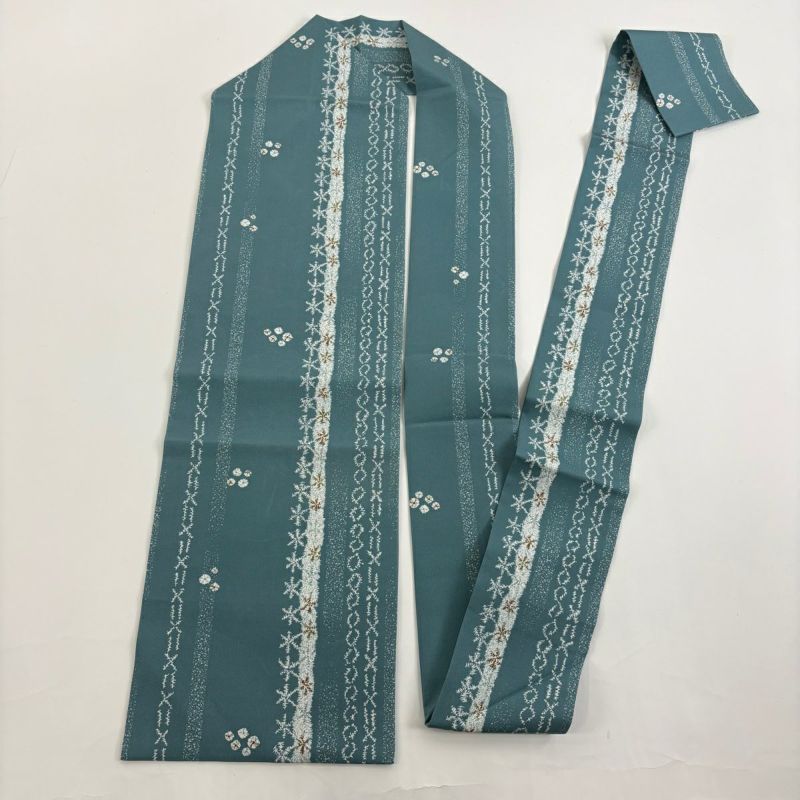 紬 身丈160.5cm 裄丈67cm M 袷 名古屋帯セット 草花 段縞 焦茶色