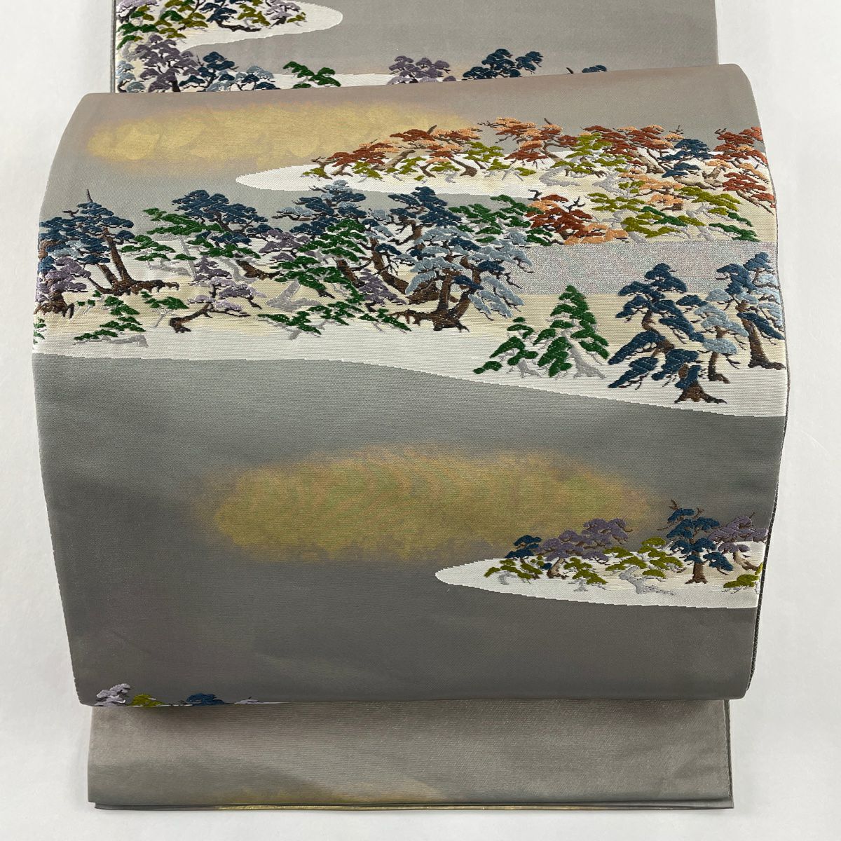袋帯 美品 逸品 象 縞 金銀糸 ベージュ 六通 正絹|中古・古着 袋帯 美品 逸品 象 縞 金銀糸 ベージュ 六通 正絹|中古・古着