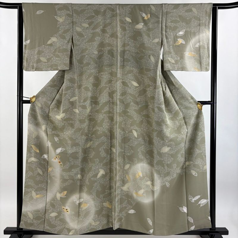 ★専用★未使用品 訪問着 薄い青緑 雀 スズメ 身丈155cm 裄丈63cm 袷 小紋 身丈167.5cm 裄丈67cm M 袷 紬地 縞 絞り 青灰色 正絹 秀品