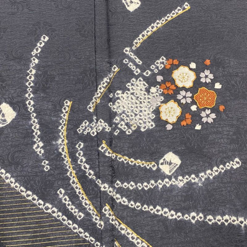 雨ページ 着物 裄67 付け下げ 正絹 一つ紋 金駒刺繍 U-8362 着物 裄67 付け下げ 正絹 一つ紋 金駒刺繍 素敵なデザイン U