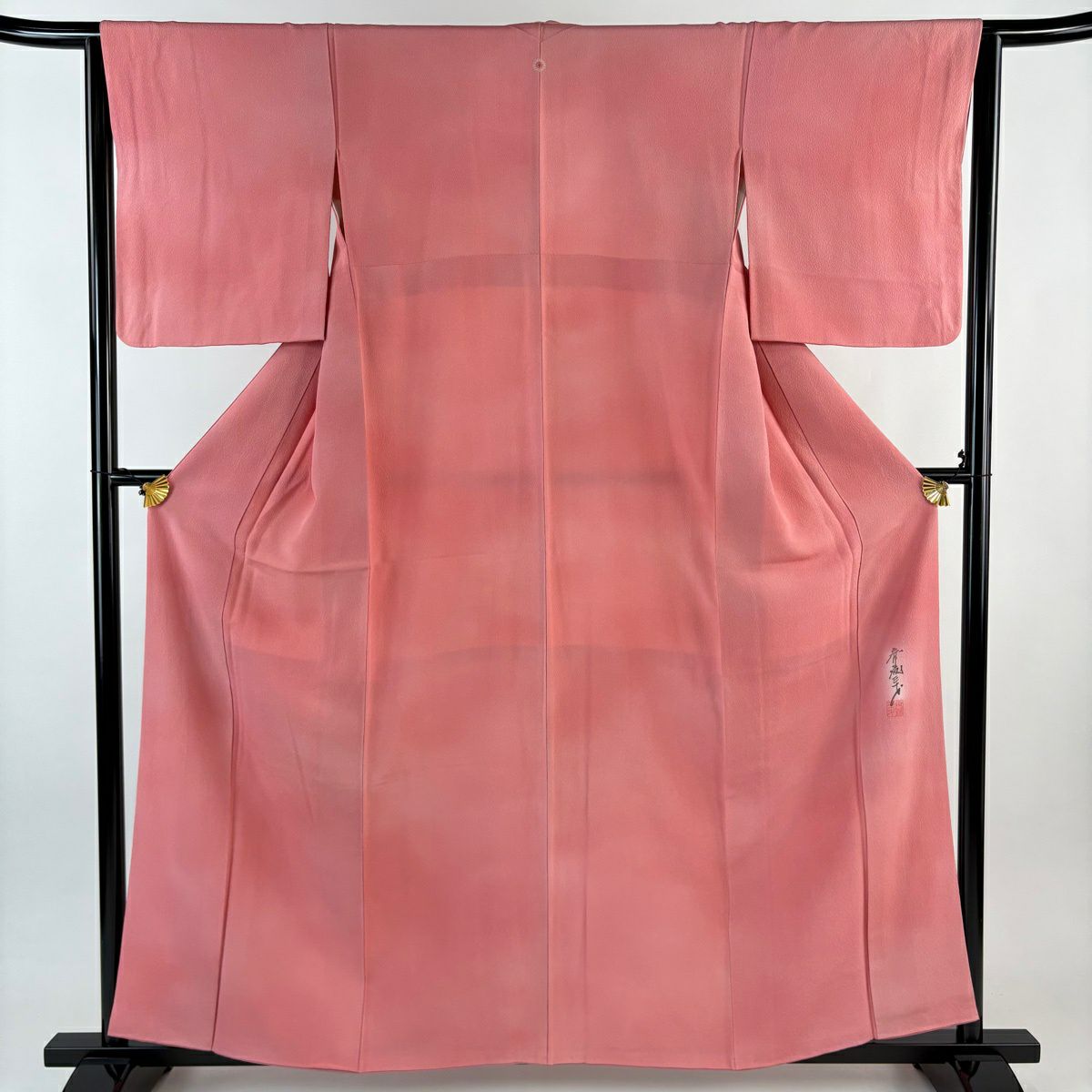 美品】 小紋 身丈154cm 裄丈64.5cm M 袷 斉藤三才 落款あり 小花 茶色