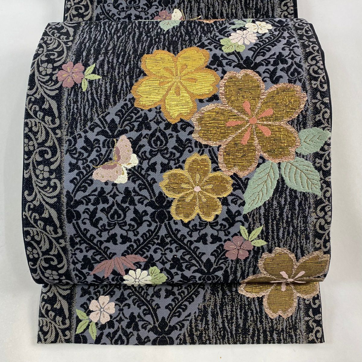 正絹【新品、未使用】極上逸品【トールサイズ】本金箔手描き友禅黒留袖フルセット6点 京友禅 銀通し 金駒刺繍 2点セット 振袖 袋帯 花柄 トールサイズ