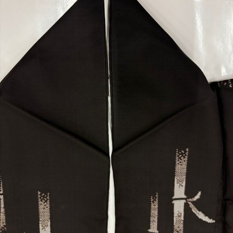 紬 身丈167cm 裄丈64cm M 袷 竹 墨色 正絹 名品｜中古・古着