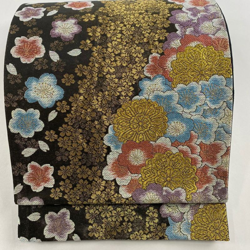 平和屋着物◎六通柄袋帯 唐織 舞桜扇文 金糸 正絹 逸品