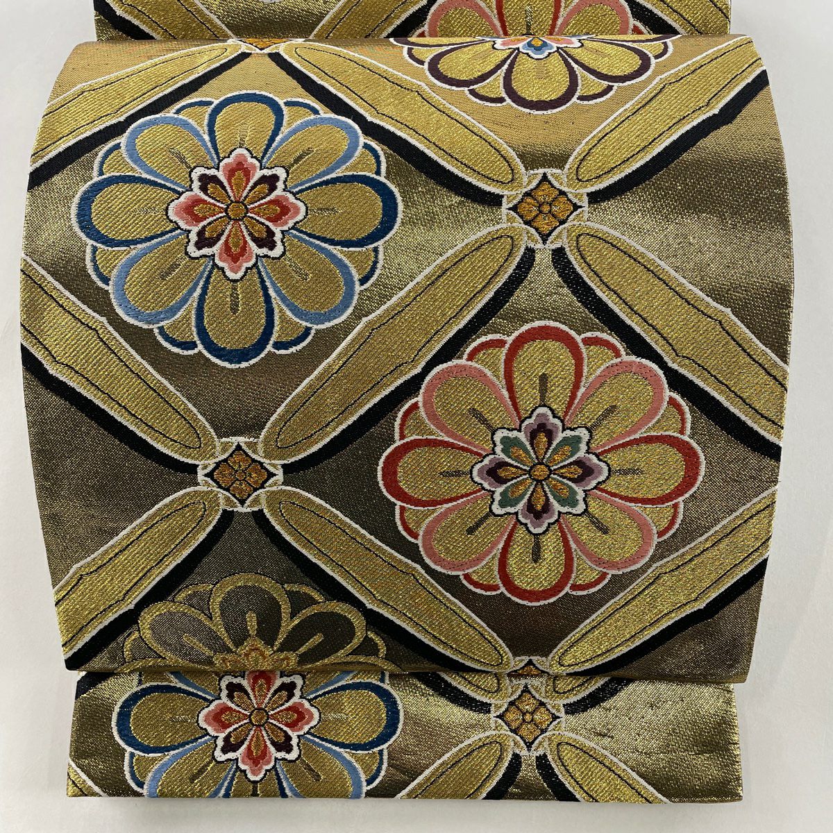 袋帯 美品 秀品 桜 霞 金糸 箔 灰紫 六通 正絹｜中古・古着