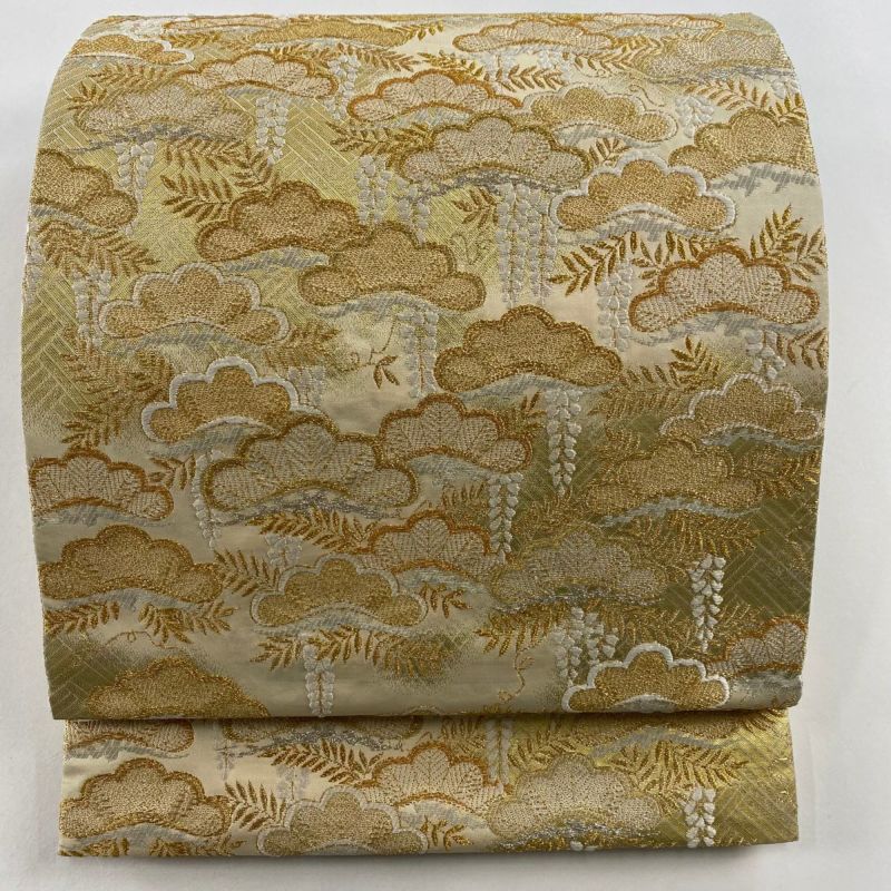 平和屋着物○六通柄袋帯 唐織 宝尽くし松竹梅花文 金糸 正絹