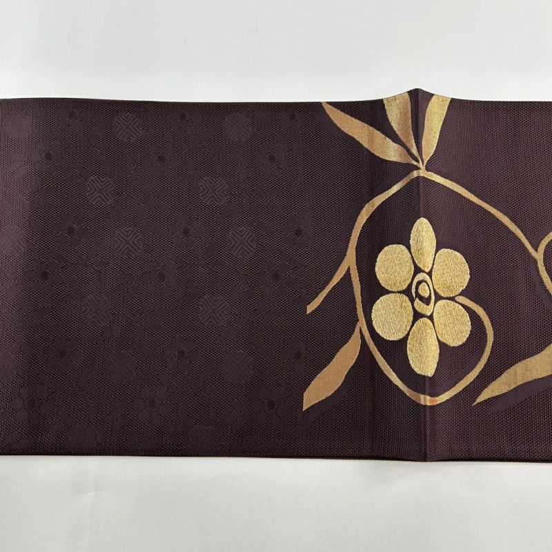 30％OFF 袋帯 美品 秀品 笹蔓 箔 紫 六通 正絹 K30｜中古・古着