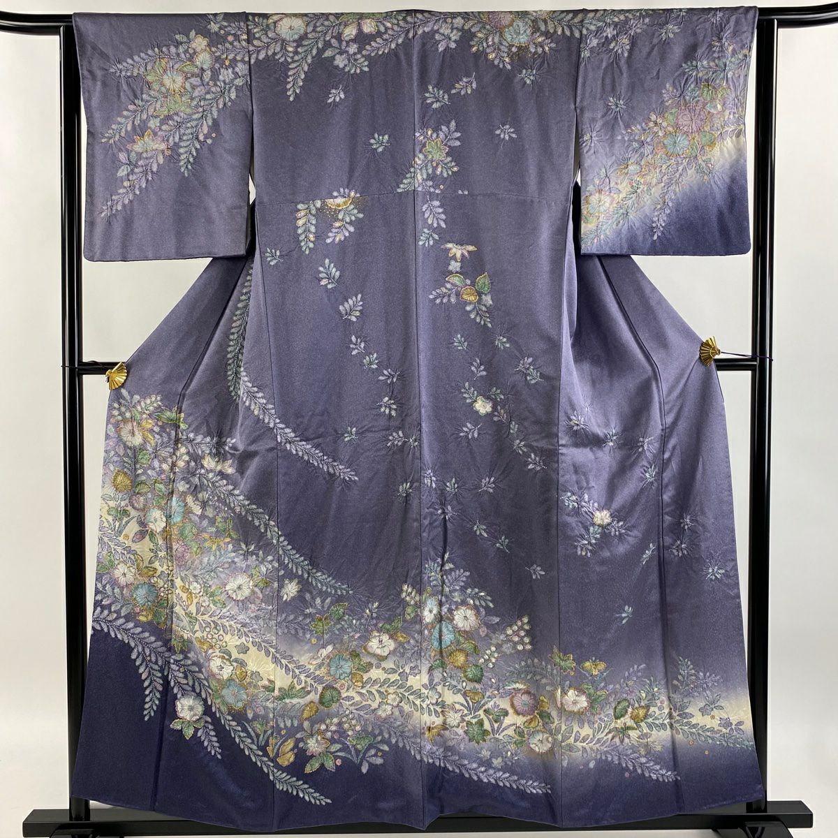 訪問着 身丈159.5cm 裄丈65cm M 袷 落款あり 辻が花 霞 金銀彩