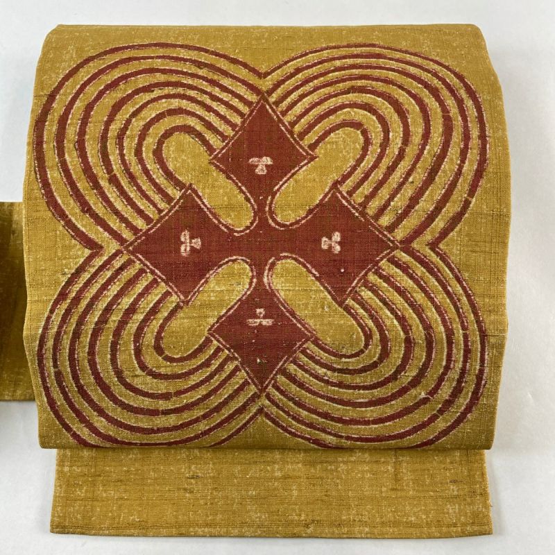 名古屋帯 美品 秀品 紬地 草花 茶紫 正絹 【中古】（名古屋帯 美