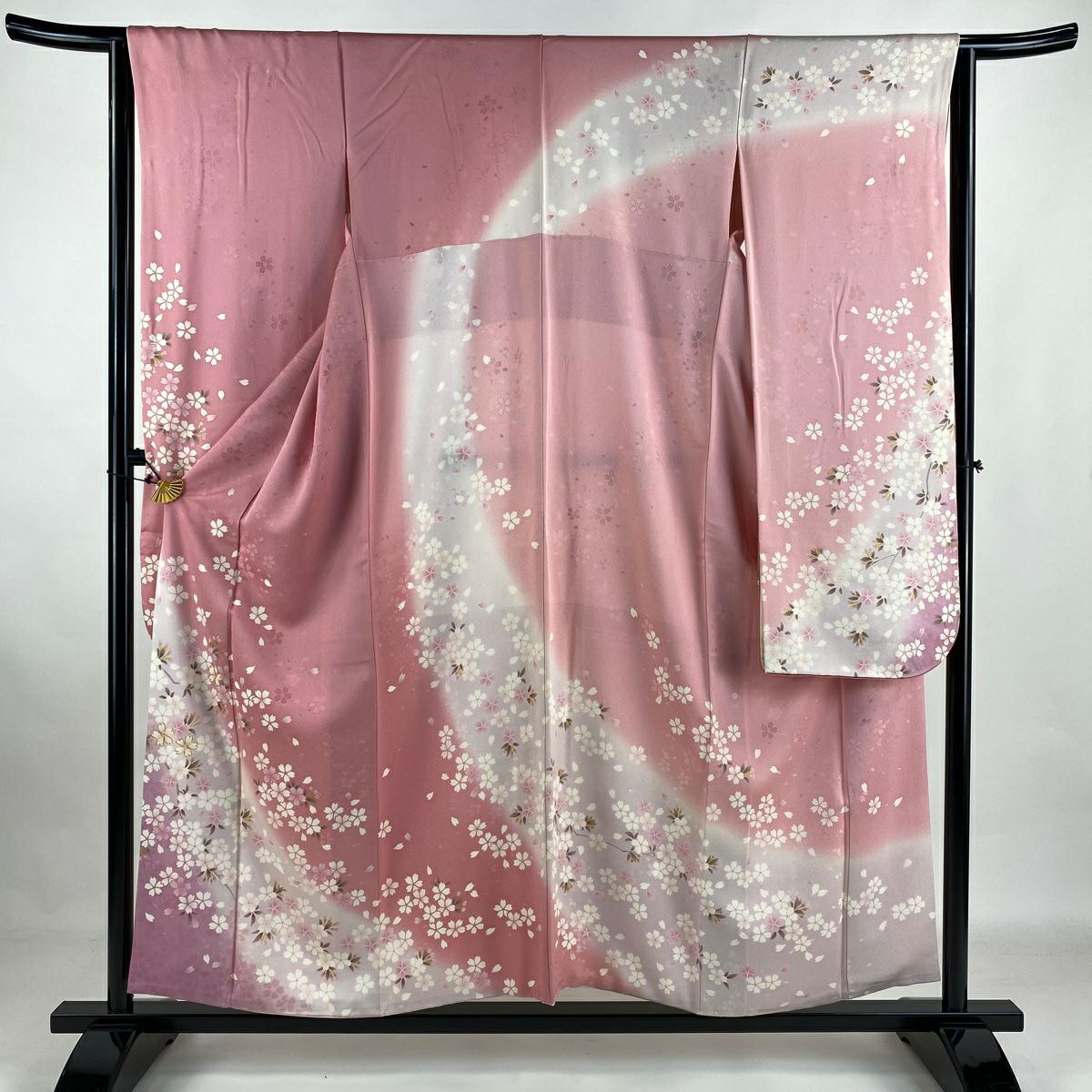 振袖フルセット桜 手鞠 金彩 ぼかし ピンク 正絹 美品 50％OFF 振袖 身丈151cm 裄丈64.5cm M 袷 手鞠 桜 金彩 ピンク