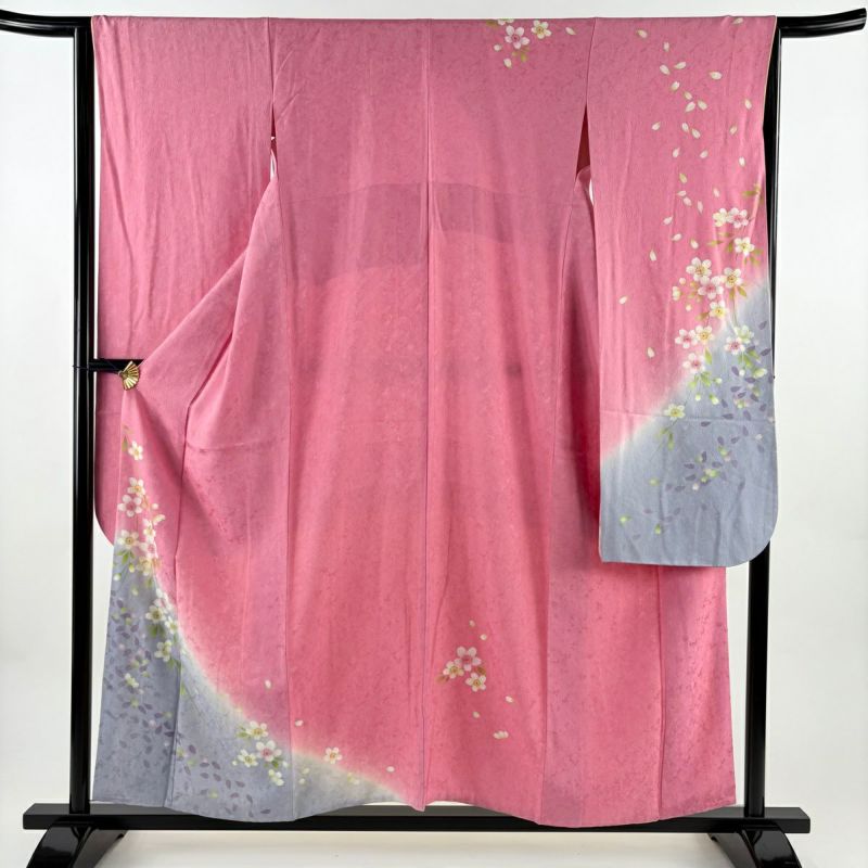 振袖 身丈157cm 裄丈65.5cm M 袷 鈴乃屋 桜 桜の花びら 銀彩 ぼかし