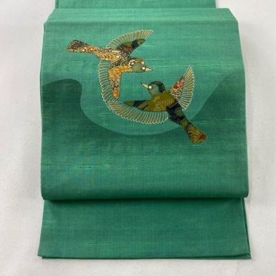 開き名古屋帯　正絹　夏帯　未使用 夏帯☆未使用☆名古屋帯 正絹 刺繍 銀糸 - メルカリ