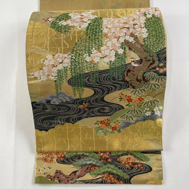 袋帯 美品 秀品 落款あり 服部織物 松 桜 金糸 箔 金色 六通 正絹｜中古・古着・リサイクル着物通販｜バイセル オンライン