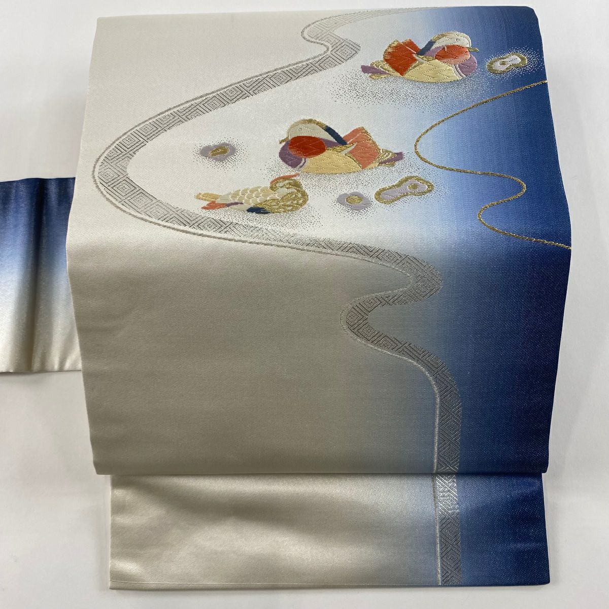 袋名古屋帯 美品 秀品 夏帯 絽 波 箔 薄紫 正絹｜中古・古着