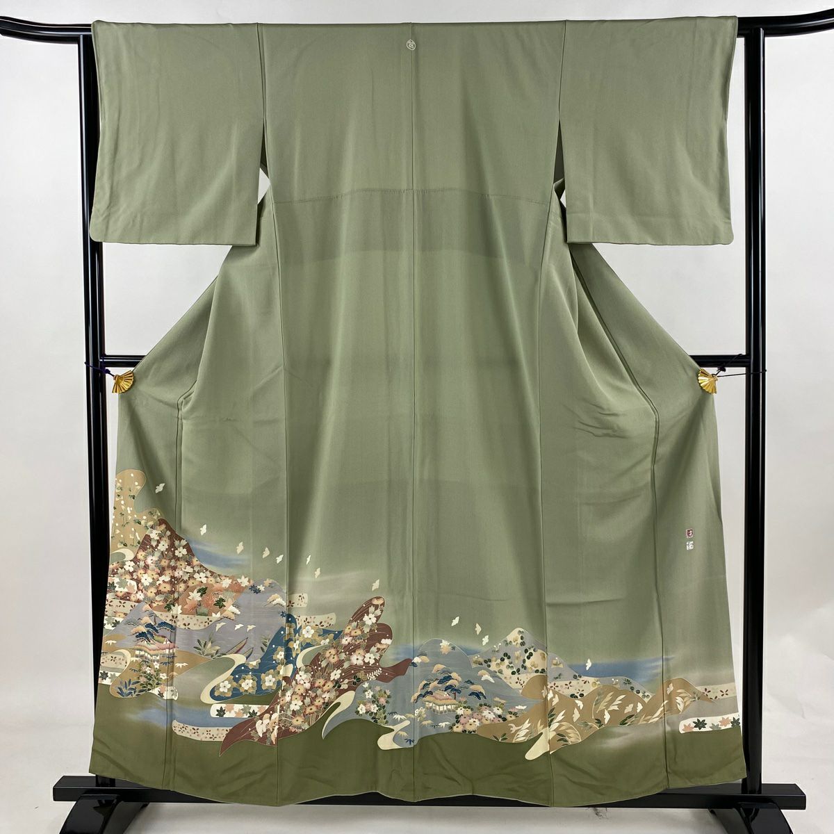 色留袖 身丈151cm 裄丈63cm S 袷 奥田勝将 ふき綿仕立て 落款